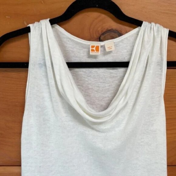 Boss Orange Women's White Cowl Neck Sleeveless Pullover Tunic Top Size Small - Picture 3 of 7